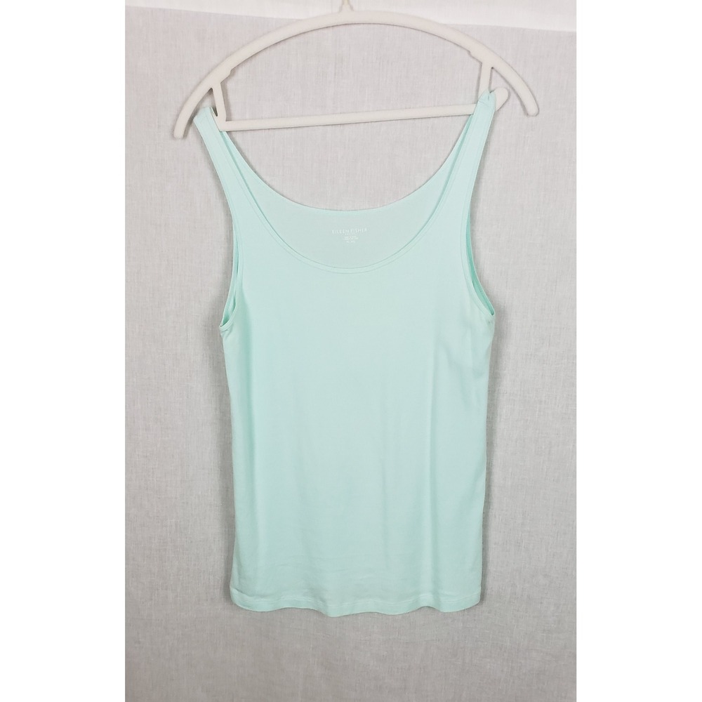 Eileen Fisher Petite Mint Green 100% Organic Cotton Tank Top PL Casual Summer